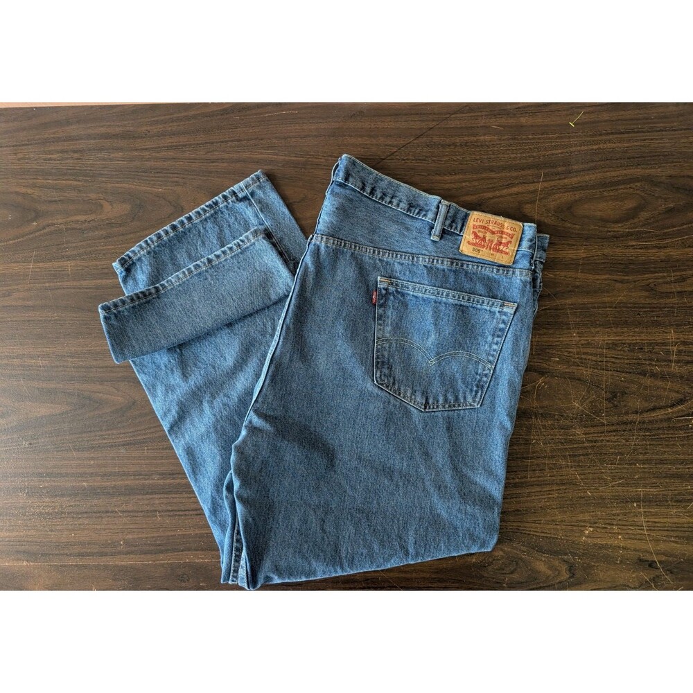 Levi's 505 Regular Fit Jeans Men's Size W54 L32 Dark Wash Straight Leg Denim